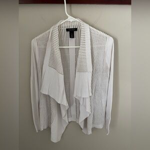 White House Black Market Striped White Cardigan Small